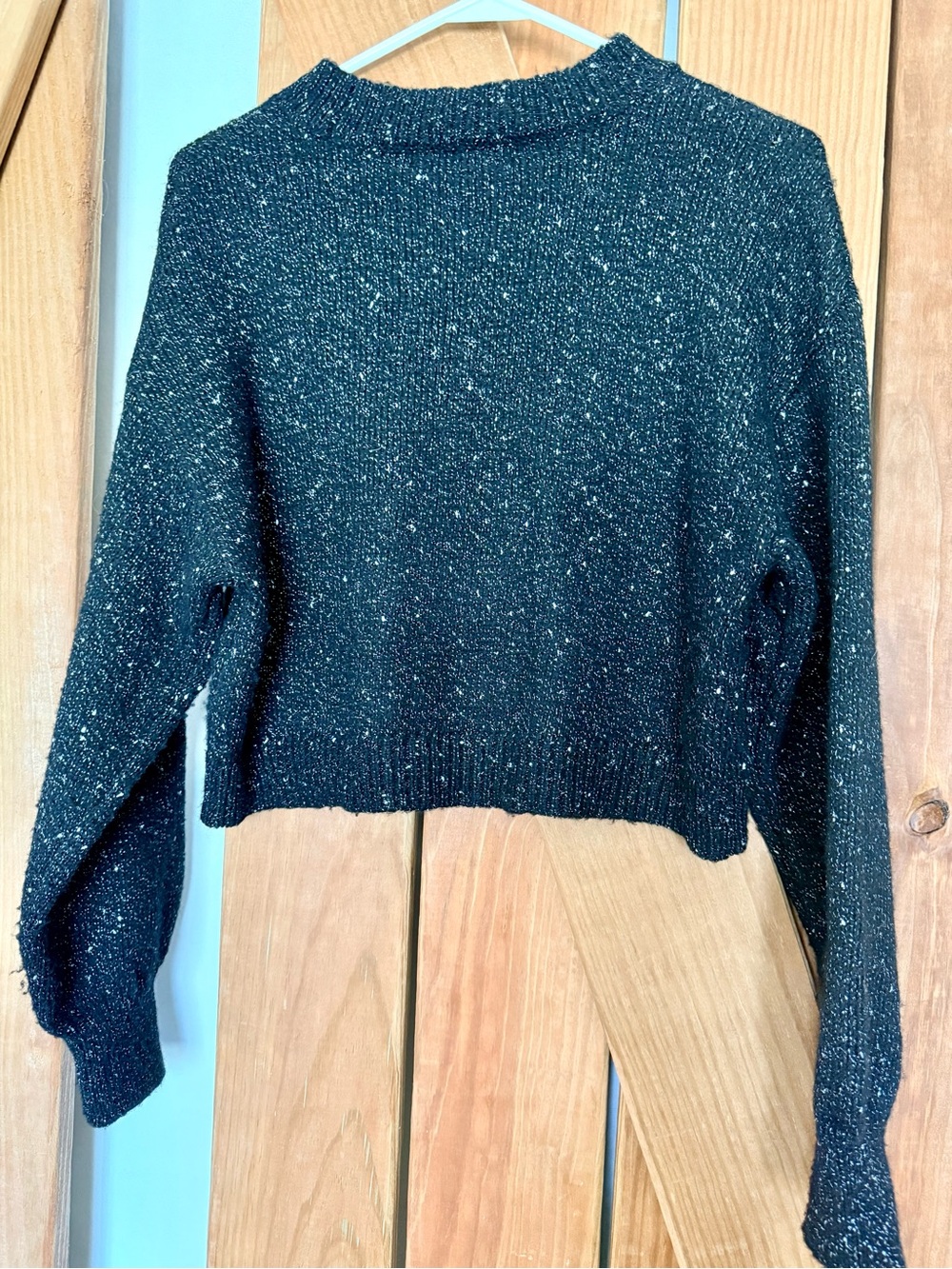 Black Speckled Cropped Sweater - Women